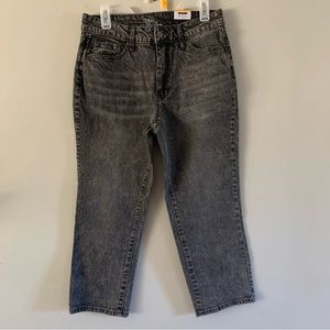 Women's High Rise Straight Crop Denium Jeans, Grey Acid Wash, Size 12